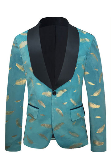 Châle Jacquard turquoise Revers Blazer de bal pour hommes
